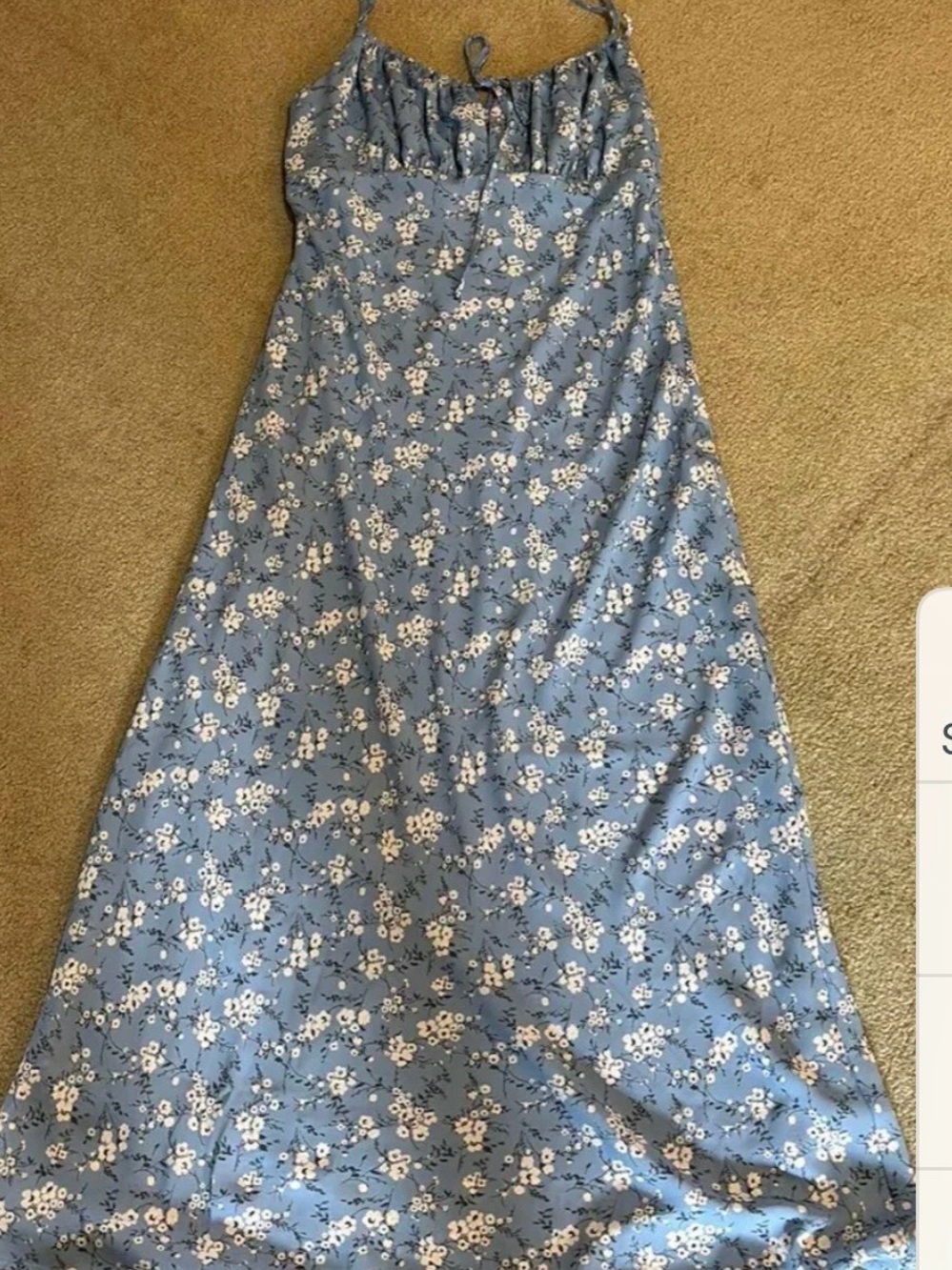 Blu Pepper Light Blue Floral Spaghetti Strap Maxi Dress